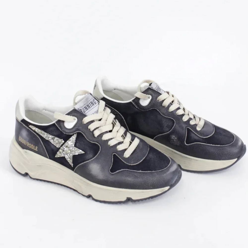 Golden Goose Running Sole Sneaker Dark Blue/Eclipse/Silver Glitter 39 New in Box